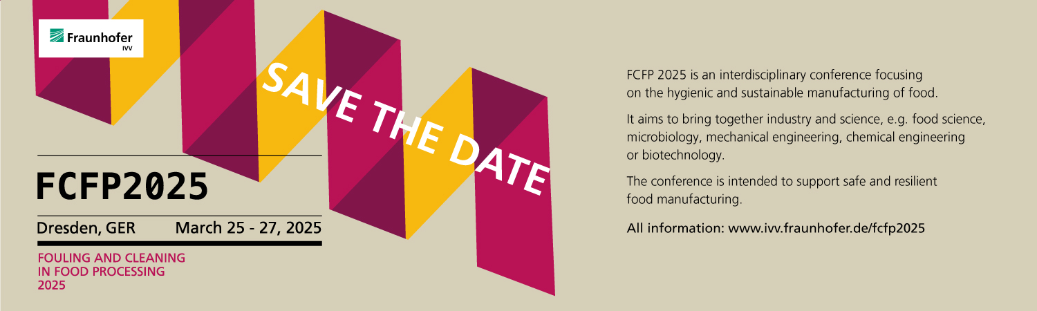 FCFP 2025 Save the Date Fouling and Cleaning in Food Processing 2025